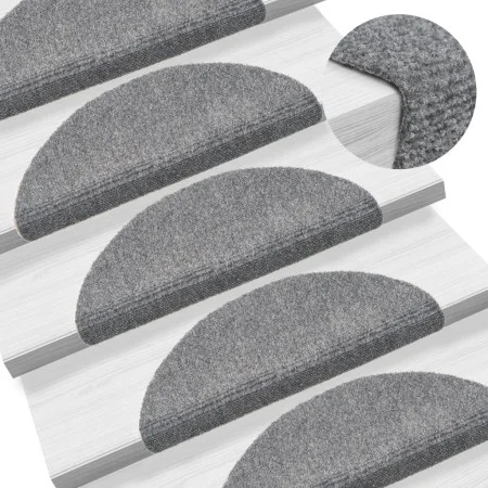 Alfombrilla de escaleras 15 uds tela punzonada gris 56x17x3 cm de vidaXL, Alfombrillas para escalones - Ref: Foro24-132693, P...