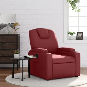 Sillón reclinable de cuero sintético rojo tinto de , Sillones - Ref: Foro24-372393, Precio: 234,52 €, Descuento: %