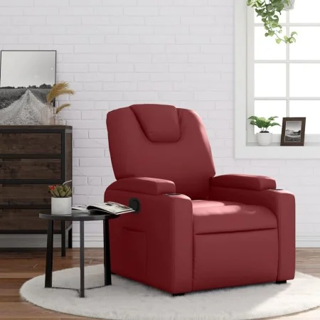 Sillón reclinable de cuero sintético rojo tinto de , Sillones - Ref: Foro24-372393, Precio: 234,52 €, Descuento: %