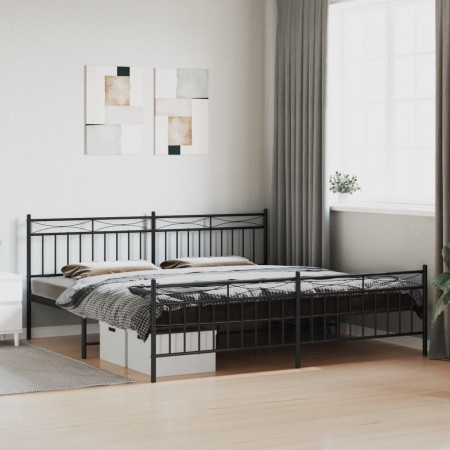 Estructura de cama cabecero y estribo metal negro 193x203 cm de , Camas y somieres - Ref: Foro24-373715, Precio: 124,64 €, De...