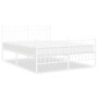 Estructura cama metal con cabecero y estribo blanco 135x190 cm de , Camas y somieres - Ref: Foro24-373757, Precio: 100,50 €, ...