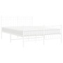 Estructura cama metal con cabecero y estribo blanco 135x190 cm de , Camas y somieres - Ref: Foro24-373757, Precio: 100,50 €, ...
