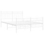 Estructura cama metal con cabecero y estribo blanco 135x190 cm de , Camas y somieres - Ref: Foro24-373757, Precio: 100,50 €, ...