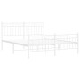 Estructura cama metal con cabecero y estribo blanco 150x200 cm de , Camas y somieres - Ref: Foro24-373760, Precio: 116,20 €, ...