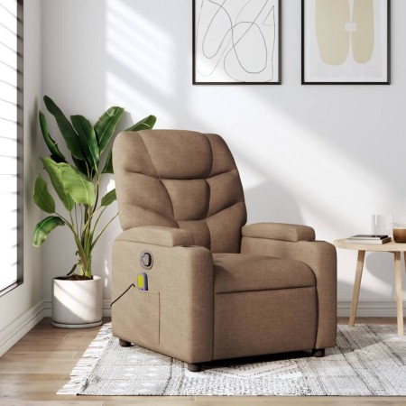 Sillón reclinable con masaje de tela marrón de , Sillones - Ref: Foro24-372457, Precio: 217,01 €, Descuento: %