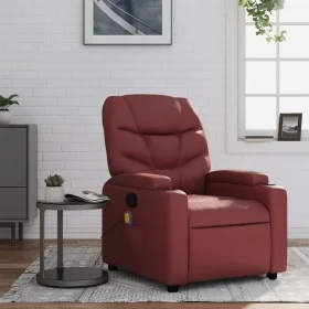 Sillón de masaje reclinable cuero sintético rojo tinto de , Sillones - Ref: Foro24-372476, Precio: 219,08 €, Descuento: %