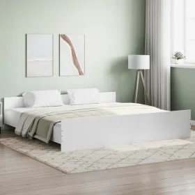 Bed frame with white headboard and footboard 200x200 cm by , Beds and slatted bases - Ref: Foro24-3203733, Price: 123,41 €, D...