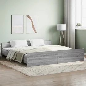 Sonoma gray bed frame with headboard and footboard 200x200 cm by , Beds and slatted bases - Ref: Foro24-3203738, Price: 153,6...