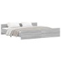 Estructura de cama con cabecero piecero gris Sonoma 200x200 cm de , Camas y somieres - Ref: Foro24-3203738, Precio: 154,73 €,...
