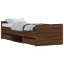 Estructura de cama con cabecero piecero roble marrón 75x190 cm de , Camas y somieres - Ref: Foro24-3203823, Precio: 136,20 €,...