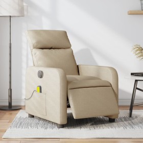 Sillón reclinable de masaje eléctrico tela color crema en Sillones | Comprar online en Foru.es