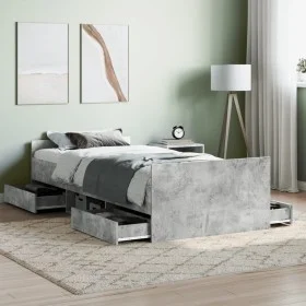 Betongrauer Bettrahmen mit Kopf- und Fußteil 100x200cm von , Betten und Lattenroste - Ref: Foro24-3203799, Preis: 199,23 €, R...