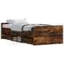 Estructura de cama con cabecero piecero roble ahumado 100x200cm de , Camas y somieres - Ref: Foro24-3203800, Precio: 206,74 €...