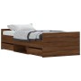 Estructura de cama con cabecero piecero roble marrón 90x200 cm de , Camas y somieres - Ref: Foro24-3203809, Precio: 206,00 €,...