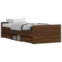 Bed frame with brown oak headboard and footboard 90x200 cm by , Beds and slatted bases - Ref: Foro24-3203809, Price: 202,51 €...