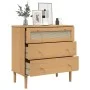 Cómoda SENJA aspecto ratán madera maciza pino marrón 80x40x80cm de , Cajoneras - Ref: Foro24-358022, Precio: 104,94 €, Descue...