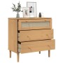Cómoda SENJA aspecto ratán madera maciza pino marrón 80x40x80cm de , Cajoneras - Ref: Foro24-358022, Precio: 105,69 €, Descue...