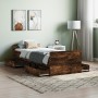 Estructura de cama con cabecero piecero roble ahumado 75x190 cm de , Camas y somieres - Ref: Foro24-3203821, Precio: 130,60 €...