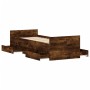 Estructura de cama con cabecero piecero roble ahumado 75x190 cm de , Camas y somieres - Ref: Foro24-3203821, Precio: 130,60 €...