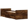 Estructura de cama con cabecero piecero roble ahumado 75x190 cm de , Camas y somieres - Ref: Foro24-3203821, Precio: 130,60 €...