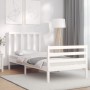 Estructura de cama individual con cabecero madera maciza blanco de , Camas y somieres - Ref: Foro24-3193817, Precio: 125,36 €...
