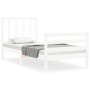 Estructura de cama individual con cabecero madera maciza blanco de , Camas y somieres - Ref: Foro24-3193817, Precio: 125,36 €...