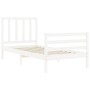 Estructura de cama individual con cabecero madera maciza blanco de , Camas y somieres - Ref: Foro24-3193817, Precio: 125,36 €...