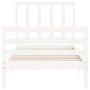 Estructura de cama individual con cabecero madera maciza blanco de , Camas y somieres - Ref: Foro24-3193817, Precio: 125,36 €...
