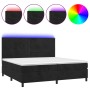 Cama box spring colchón y LED terciopelo negro 200x200 cm de , Camas y somieres - Ref: Foro24-3136205, Precio: 612,59 €, Desc...