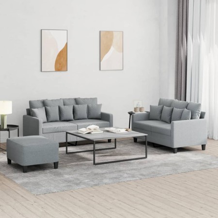 Juego de sofás con cojines 3 piezas tela gris claro de , Sofás - Ref: Foro24-3201656, Precio: 491,25 €, Descuento: %