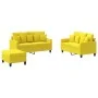 Juego de sofás con cojines 3 piezas tela amarillo claro de , Sofás - Ref: Foro24-3201661, Precio: 418,79 €, Descuento: %