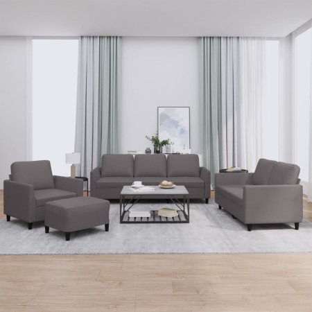 Juego de sofás con cojines 4 piezas cuero sintético gris de , Sofás - Ref: Foro24-3201747, Precio: 638,14 €, Descuento: %