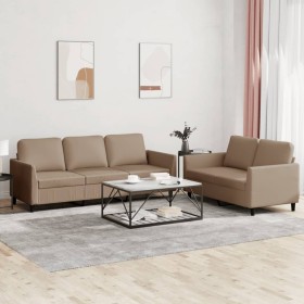 Juego de sofás con cojines 2 piezas cuero sintético capuchino de , Sofás - Ref: Foro24-3201764, Precio: 456,93 €, Descuento: %