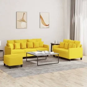 Dreiteiliges Sofaset mit hellgelben Kissen aus Stoff. von , Sofas - Ref: Foro24-3201677, Preis: 504,63 €, Rabatt: %