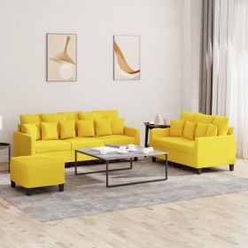 Juego de sofás con cojines 3 piezas tela amarillo claro de , Sofás - Ref: Foro24-3201677, Precio: 512,81 €, Descuento: %
