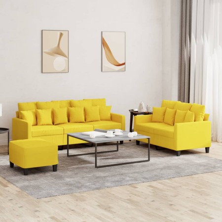 Juego de sofás con cojines 3 piezas tela amarillo claro de , Sofás - Ref: Foro24-3201677, Precio: 512,81 €, Descuento: %