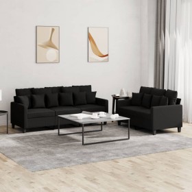 Juego de sofás con cojines 2 piezas tela negro de , Sofás - Ref: Foro24-3201668, Precio: 490,40 €, Descuento: %