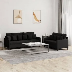 Zweiteiliges Sofaset mit schwarzen Kissen. von , Sofas - Ref: Foro24-3201668, Preis: 482,21 €, Rabatt: %