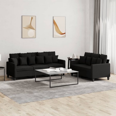 Juego de sofás con cojines 2 piezas tela negro de , Sofás - Ref: Foro24-3201668, Precio: 490,40 €, Descuento: %