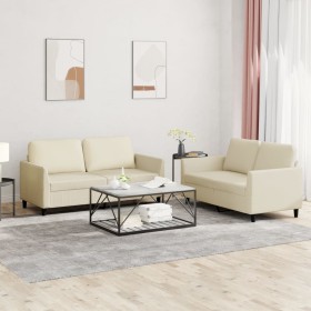 Juego de sofás con cojines 2 piezas cuero sintético crema de , Sofás - Ref: Foro24-3201751, Precio: 360,34 €, Descuento: %