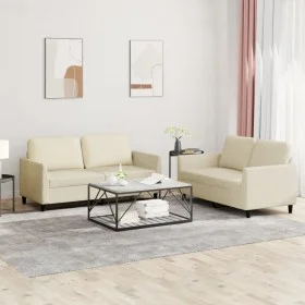 Zweiteiliges Sofaset mit cremefarbenen Kunstlederkissen. von , Sofas - Ref: Foro24-3201751, Preis: 355,78 €, Rabatt: %