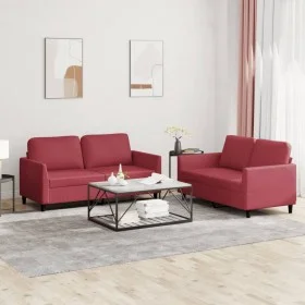 Juego de sofás con cojines 2 piezas cuero sintético rojo tinto de , Sofás - Ref: Foro24-3201753, Precio: 385,24 €, Descuento: %