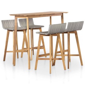 Set de comedor de jardín 5 piezas madera maciza de acacia de vidaXL, Conjuntos de jardín - Ref: Foro24-44222, Precio: 402,19 ...