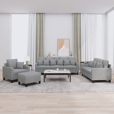 Juego de sofás con cojines 4 piezas tela gris claro de , Sofás - Ref: Foro24-3201640, Precio: 706,72 €, Descuento: %