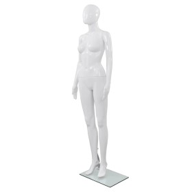 Maniquí de mujer completo base de vidrio blanco brillante 175cm de vidaXL, Maniquís - Ref: Foro24-142928, Precio: 171,29 €, D...