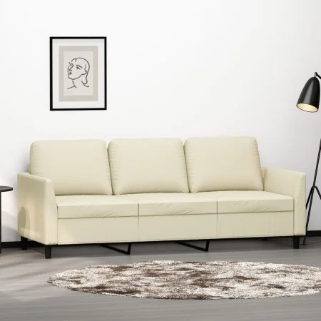 Sofá de 3 plazas de cuero sintético color crema 180 cm de , Sofás - Ref: Foro24-359339, Precio: 243,39 €, Descuento: %