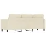 Sofá de 3 plazas de cuero sintético color crema 180 cm de , Sofás - Ref: Foro24-359339, Precio: 243,39 €, Descuento: %