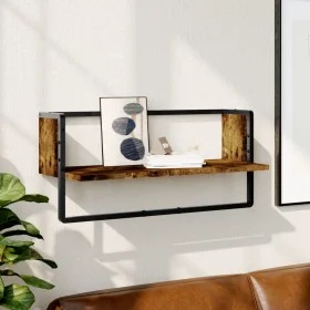 Estantes de pared con barra roble ahumado 65x25x30 cm by , Shelves and shelves - Ref: Foro24-836290, Price: 20,82 €, Discount: %
