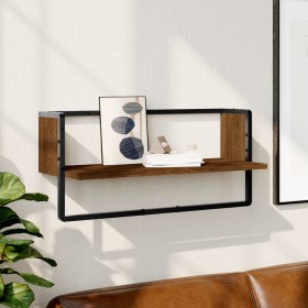 Estante de pared con barra marrón roble 65x25x30 cm de , Estantes y estanterías - Ref: Foro24-836292, Precio: 21,79 €, Descue...