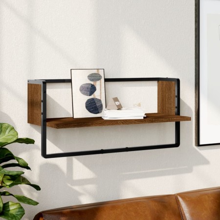 Estante de pared con barra marrón roble 65x25x30 cm de , Estantes y estanterías - Ref: Foro24-836292, Precio: 21,79 €, Descue...